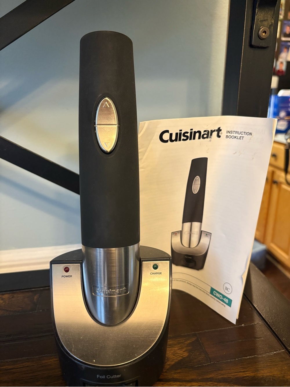Cuisinart Black and Stainless Steel Electric Wine Opener with Charging Base